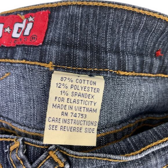 Zana Di Y2K Jeans Size 7 Flared Criss Cross Side Corset Cut Out Dark Wash 30X32 - Picture 6 of 8